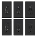 ELEGRP GFCI Outlet with USB Ports, 15 Amp Self-Test GFCI Combination with USB Ports, 24W Max Total Output, Tamper Resistant GFCI USB Outlet with Wall Plate, UL Listed, Matte Black, 6 Pack