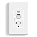 ELEGRP GFCI Outlet with USB Ports and Nightlight, 15 Amp Self-Test GFCI Combination with USB Ports, Tamper Resistant GFCI USB Outlet w/Nightlight, Wall Plate Included, UL Listed, Matte White, 1 Pack