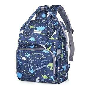 premium baby diaper bag for mothers  spacious waterproof backpack with multiple pockets for easy organization  stylish and durable dinosaur blue