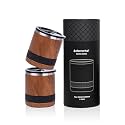 Elemental Recess Lowball Tumbler Set of 2, 10oz Triple Wall Stainless Steel Cup with Non-Shattered Tritan Lid, Insulated Whiskey Glass, Insulated Coffee Tumbler Mug for Hot &amp; Cold Drinks - Teakwood