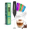 Elementi Frother Wand – Powerful Milk Frother &amp; Coffee Stirrers Electric, Matcha Whisk for Dreamy Lattes, Powerful Coffee Mixer Wand &amp; Blender Stirrer - Make Creamy Cappuccinos at Home (Black)