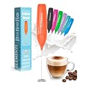 Elementi Powerful Frother Wand – Lightweight Milk Frother & Drink Mixer Handheld, Matcha Whisk for Dreamy Lattes, Powerful Coffee Mixer Wand & Stirrer - Make Creamy Cappuccinos at Home (Orange)