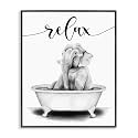 Elephant Bathroom Relax Text, 16 x 20 Inch Framed Giclée Print
