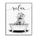 Elephant Bathroom Relax Text, 16 x 20 Inch Framed Giclée Print