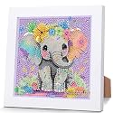 Elephant Diamond Art Painting Kits for Kids with Frame Ages 4-8-12 (7x7 in)