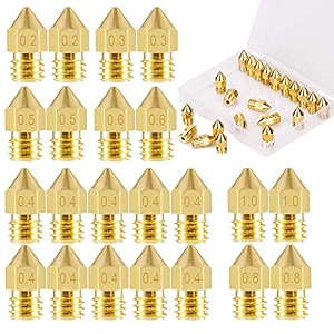 elephantboat 22 pcs multi-size 3d printer nozzle mk8 brass 175mm