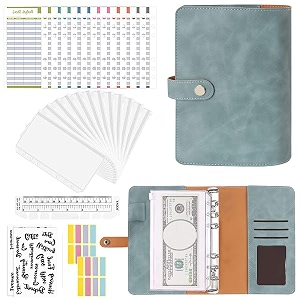 elephantboat blue a6 ring binder 6-hole metal pu snap closure 12 envelop