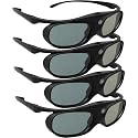 ELEPHAS DLP Link 3D Glasses, 144Hz Active Shutter for DLP Projector, 4 Pack