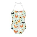 ELEQIN Cartoon Animal Cute Girls One Piece Swimsuit Adjustable Swimwear for 3Y-10Y