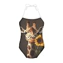 ELEQIN Cartoon Animal Cute Girls One Piece Swimsuit Adjustable Swimwear for 3Y-10Y