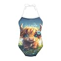 ELEQIN Cartoon Animal Cute Girls One Piece Swimsuit Adjustable Swimwear for 3Y-10Y