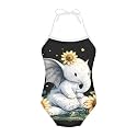 ELEQIN Cartoon Animal Cute Girls One Piece Swimsuit Adjustable Swimwear for 3Y-10Y