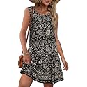 elescat Summer Dresses for Women Boho Sleeveless Pocket Tshirt Sundresses