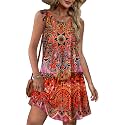elescat Summer Dresses for Women Boho Sleeveless Pocket Tshirt Sundresses