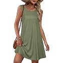 elescat Summer Dresses for Women Boho Sleeveless Pocket Tshirt Sundresses