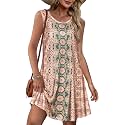 elescat Summer Dresses for Women Boho Sleeveless Pocket Tshirt Sundresses