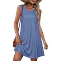 elescat Summer Dresses for Women Boho Sleeveless Pocket Tshirt Sundresses