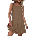 elescat Summer Dresses for Women Boho Sleeveless Pocket Tshirt Sundresses