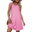 elescat Summer Dresses for Women Boho Sleeveless Pocket Tshirt Sundresses