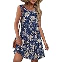 elescat Summer Dresses for Women Boho Sleeveless Pocket Tshirt Sundresses