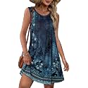 elescat Summer Dresses for Women Boho Sleeveless Pocket Tshirt Sundresses