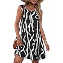 elescat Summer Dresses for Women Boho Sleeveless Pocket Tshirt Sundresses