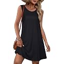 elescat Summer Dresses for Women Boho Sleeveless Pocket Tshirt Sundresses