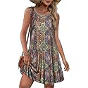 elescat Summer Dresses for Women Boho Sleeveless Pocket Tshirt Sundresses