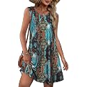 elescat Summer Dresses for Women Boho Sleeveless Pocket Tshirt Sundresses