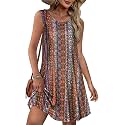 elescat Summer Dresses for Women Boho Sleeveless Pocket Tshirt Sundresses