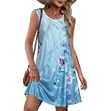 elescat Summer Dresses for Women Boho Sleeveless Pocket Tshirt Sundresses