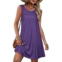 elescat Summer Dresses for Women Boho Sleeveless Pocket Tshirt Sundresses