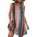 elescat Summer Dresses for Women Boho Sleeveless Pocket Tshirt Sundresses