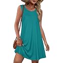elescat Summer Dresses for Women Boho Sleeveless Pocket Tshirt Sundresses