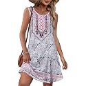 elescat Summer Dresses for Women Boho Sleeveless Pocket Tshirt Sundresses