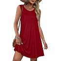 elescat Summer Dresses for Women Boho Sleeveless Pocket Tshirt Sundresses