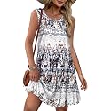 elescat Summer Dresses for Women Boho Sleeveless Pocket Tshirt Sundresses