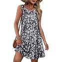 elescat Summer Dresses for Women Boho Sleeveless Pocket Tshirt Sundresses