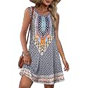 elescat Summer Dresses for Women Boho Sleeveless Pocket Tshirt Sundresses