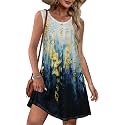 elescat Summer Dresses for Women Boho Sleeveless Pocket Tshirt Sundresses