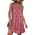 elescat Summer Dresses for Women Boho Sleeveless Pocket Tshirt Sundresses