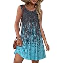 elescat Summer Dresses for Women Boho Sleeveless Pocket Tshirt Sundresses