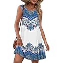 elescat Summer Dresses for Women Boho Sleeveless Pocket Tshirt Sundresses