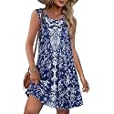 elescat Summer Dresses for Women Boho Sleeveless Pocket Tshirt Sundresses