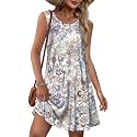 elescat Summer Dresses for Women Boho Sleeveless Pocket Tshirt Sundresses