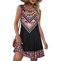 elescat Summer Dresses for Women Boho Sleeveless Pocket Tshirt Sundresses