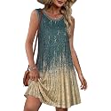 elescat Summer Dresses for Women Boho Sleeveless Pocket Tshirt Sundresses