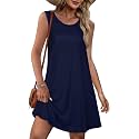 elescat Summer Dresses for Women Boho Sleeveless Pocket Tshirt Sundresses