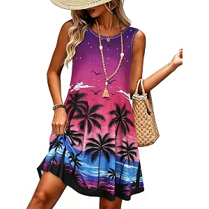 elescat Womens Summer Dresses Casual Sleeveless Loose