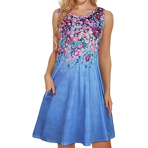 elescat Womens Summer Dresses Casual Sleeveless Loose